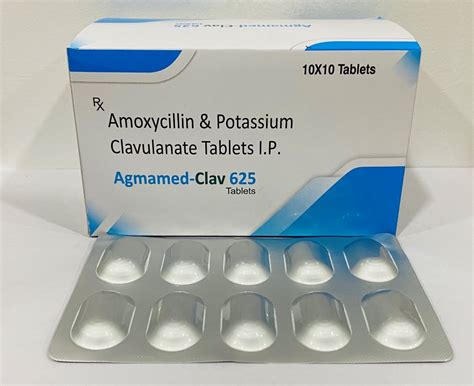 M.W. 237.25. Each tablet contains 500 mg or 875 mg amoxicillin as the trihydrate and 125 mg clavulanic acid as the potassium salt. Each amoxicillin and clavulanate potassium tablet contains 0.63 mEq potassium. Amoxicillin and clavulanate potassium are well absorbed from the gastrointestinal tract after oral administration of amoxicillin and ... 